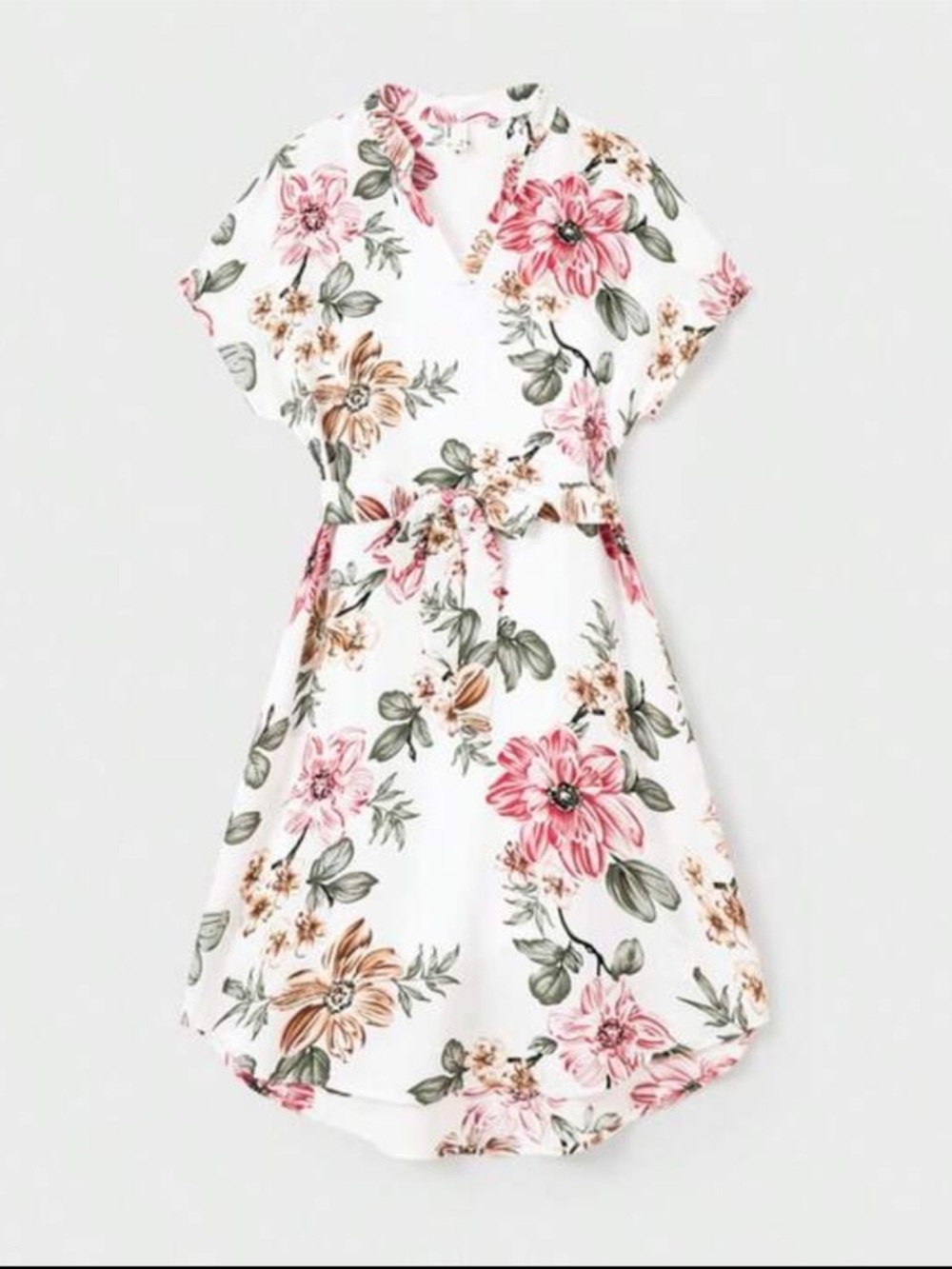 SHEIN Cream and Brown Floral dress